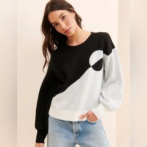 Anthropologie Flat White Half and Half Knit Sweater
